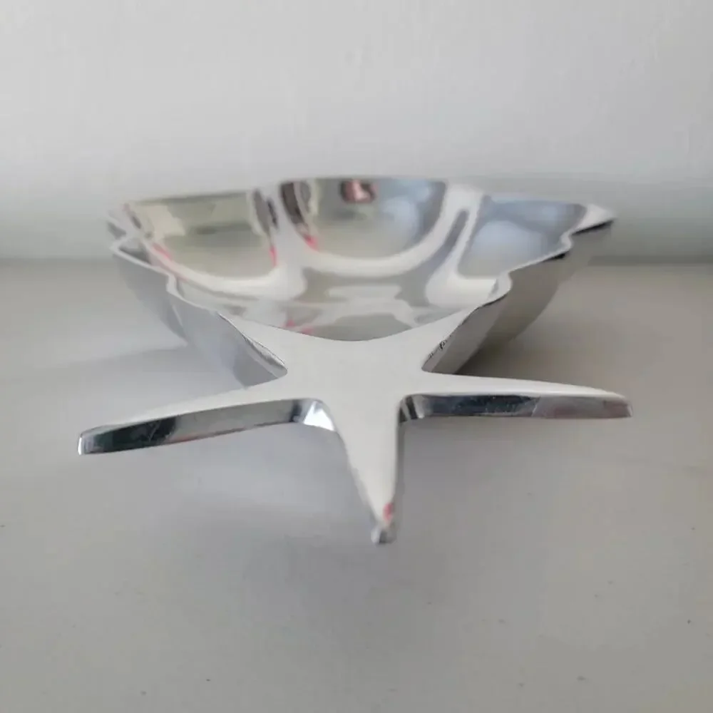 Pewter Christmas Tree Serving Platter Silver Tone Holiday Tray Medium Size